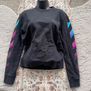 Off-White Black 2019 Crewneck with Gradient Chevron Sleeves